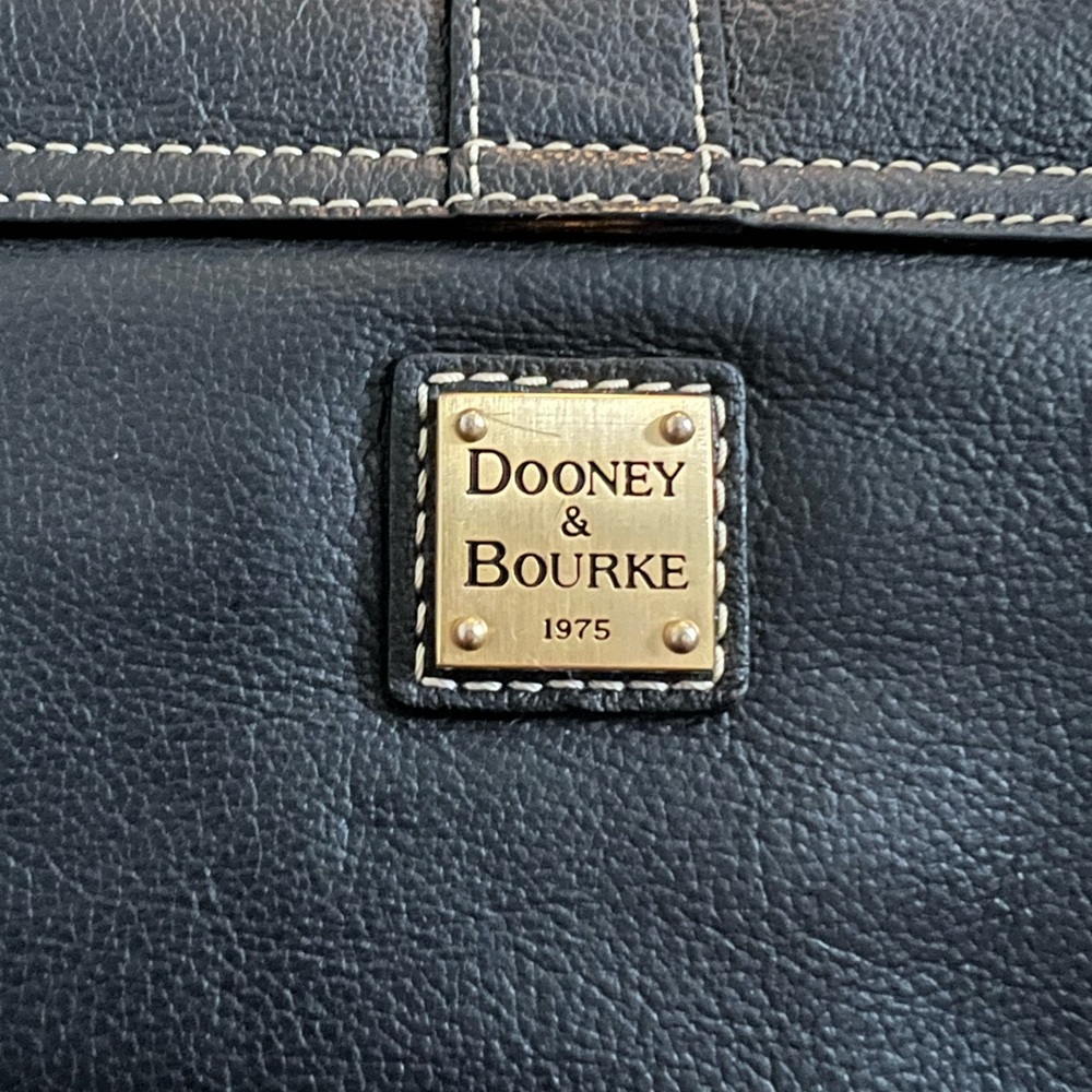 Dooney & Bourke Black Leather Shoulder Bag with Gold Accents